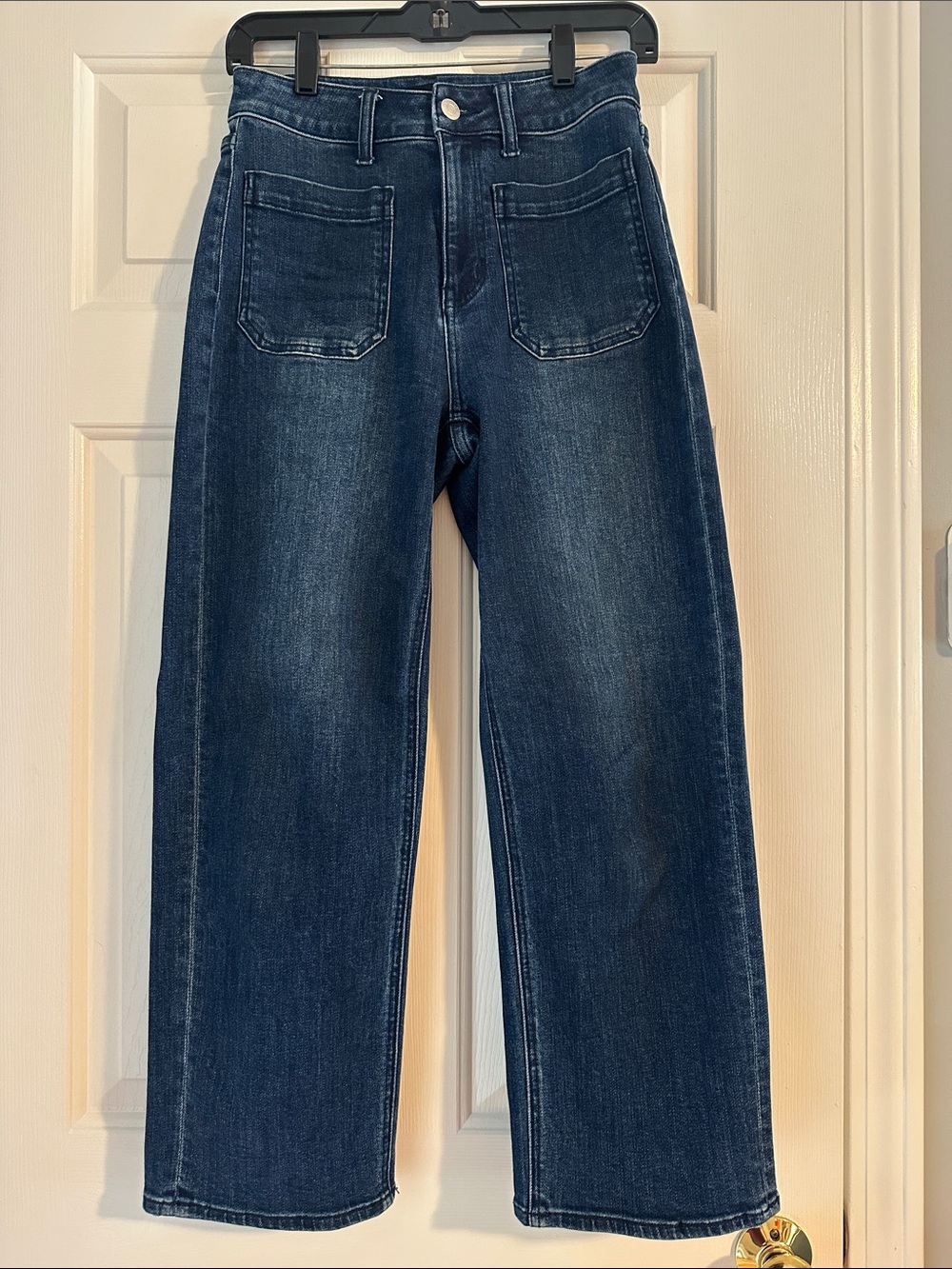 Quince Women's High Rise Wide Leg Jeans - Dark Wash Blue
